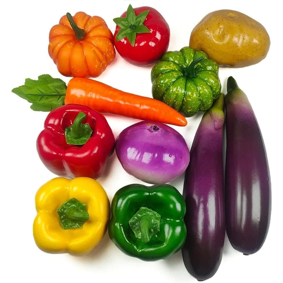 11 Peças de Vegetais Artificiais, Vegetais Falsos Mistos para Decoração de Casa e Cozinha, Conjunto de Alimentos Falsos