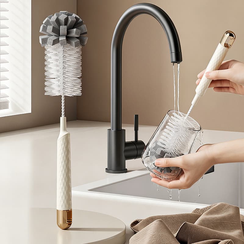 [Novo produto] Escova para copos Escova para lavar copos domésticos Ferramenta útil Escova para mamadeiras dois em um Es