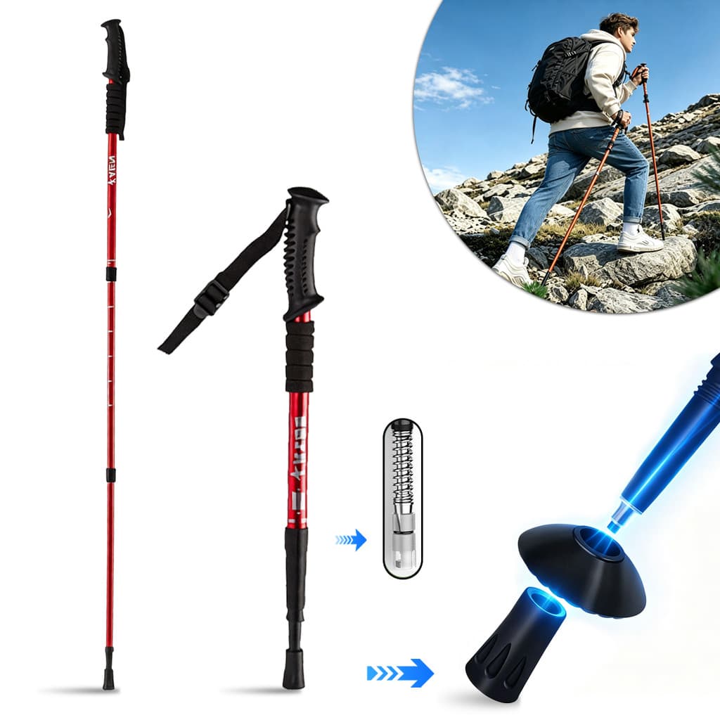 Bastão de Trilha Retrátil em Alumínio Ergonômico Bengala para Trekking, Montanhismo e Caminhada Resistente