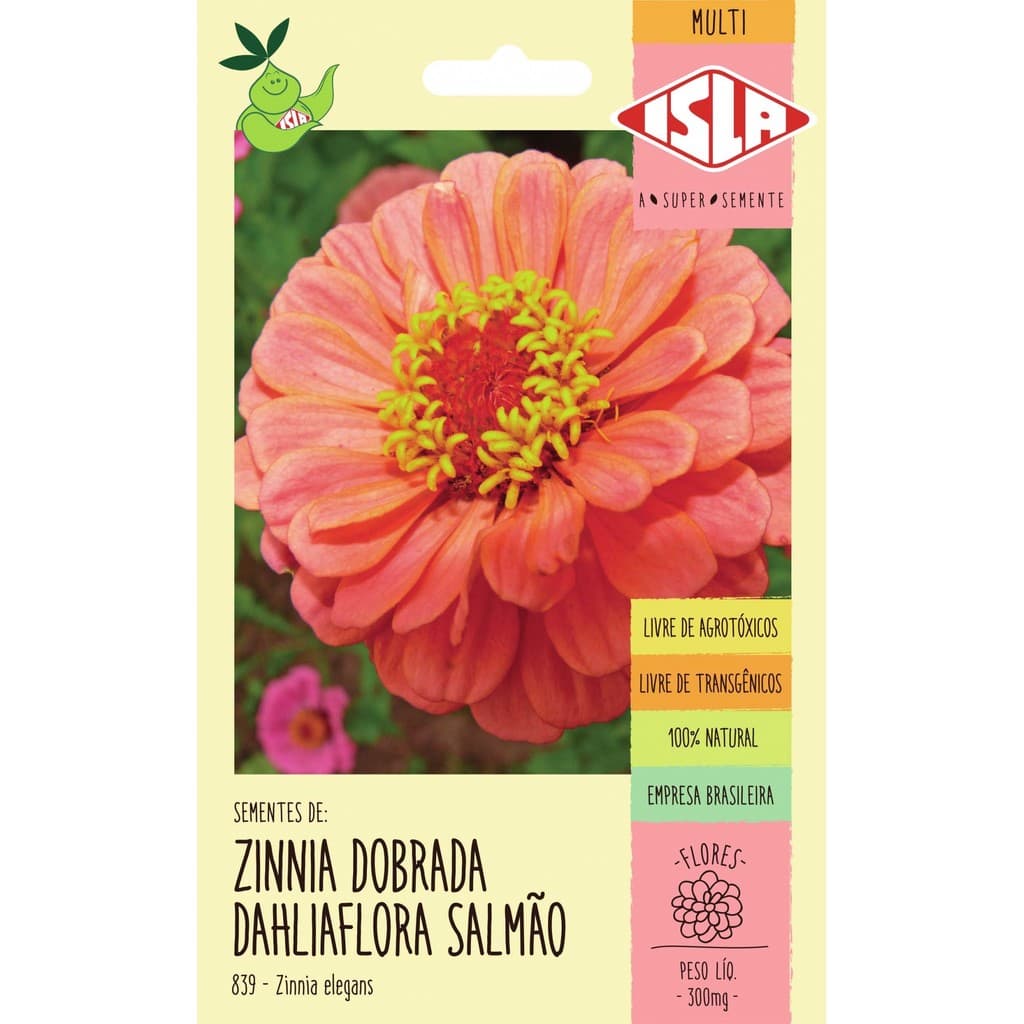 Sementes de Zinia Gigante da Califórnia Salmão - Isla Multi
