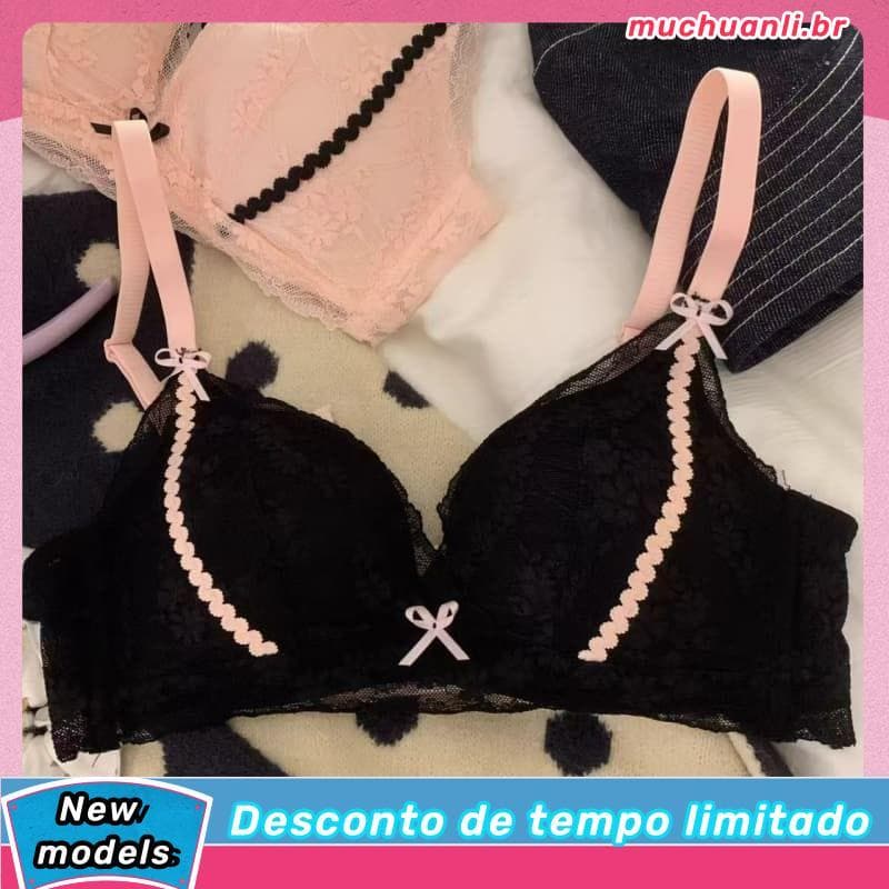 Roupa interior de renda feminina seios pequenos sem anéis de aço confortável respirável suporte superior Anti-flacidez l