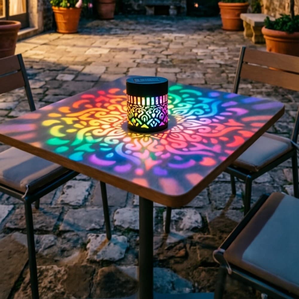 Luz De Parede Solar De Mandala De 7 Cores Para Exterior Decoração De Cerca De Caminho De Jardim