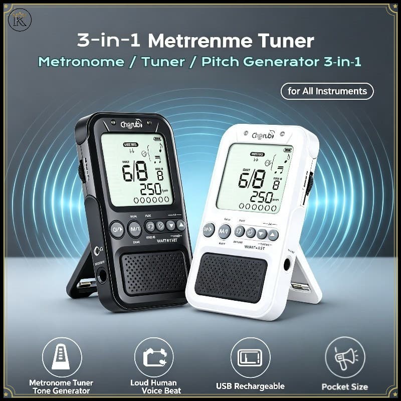 Querubim WMT-918T 3 Em 1 Afinador De Metrônomo Digital Gerador De Passo Dispositivo De Ritmo De Voz Universal Para Guita