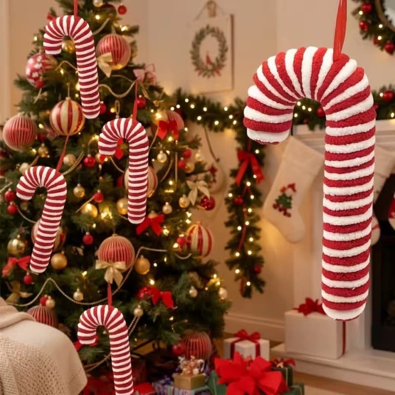 Suprimentos Artificiais Do Feriado Bastão Doce Natal-Decoração Romântica Macia Da Festa Vara Dos Doces Luxuoso