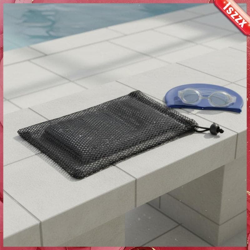 [Lszzx] Saco De Armazenamento De Malha Com Cordão Organizador Rede Bolsa De Poliéster Preto 20x25cm