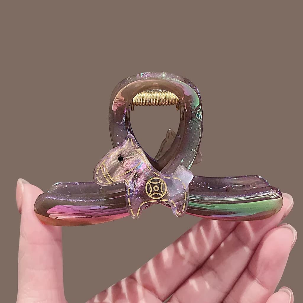 Fino piscando gradiente roxo pônei Grab clip 2026 novo estilo Volume de cabelo menina volta cabeça meia gravata cabelo t