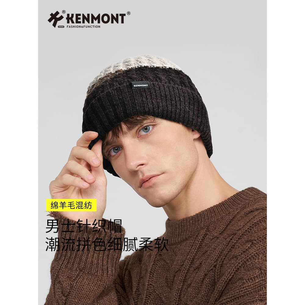 Kenmont kenmont chapéu de malha masculino inverno novo estilo circunferência da cabeça grande moda cor combinando chapéu