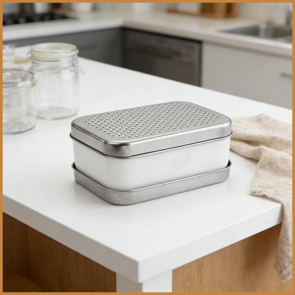 Ralador de vegetais com escova de limpeza, ralador manual de aço inoxidável para queijo, recipiente para frutas, cebolas