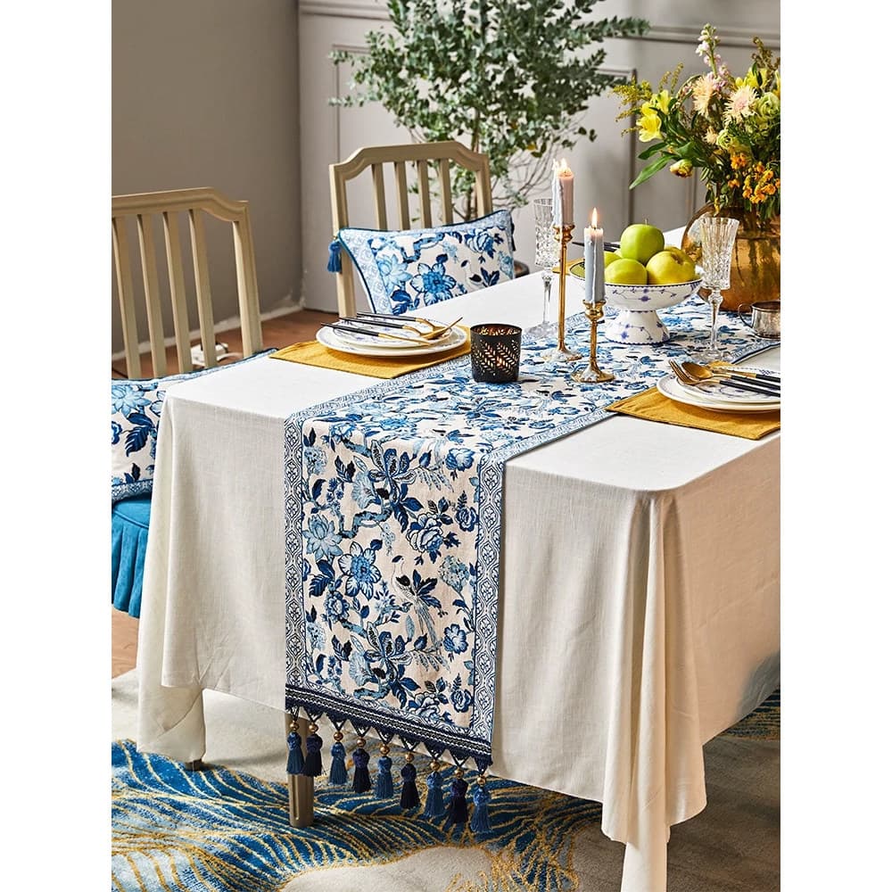 Torta de giz de cera {médio azul branco} corredor de mesa de porcelana azul branco novo chinês Zen luz luxo High-End arm