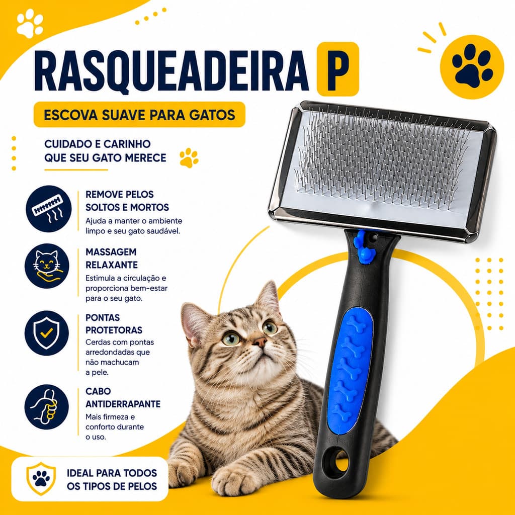 Rasqueadeira Cachorro Gato Escova Tira Pelos Massageadora P M G