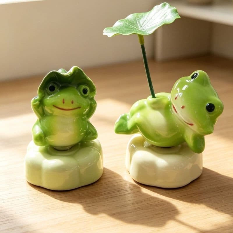 Cerâmica bonito criativo pêndulo desktop Jingdezhen mesmo estilo girando dos desenhos animados sapo descompressão orname