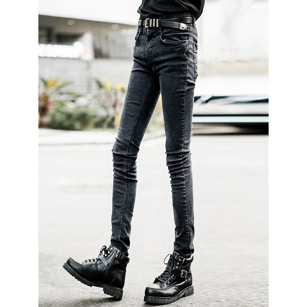 Homens finos floco de neve na moda Jeans masculino estilo SLP mais magro olhar Casual alta estiramento magro-ajuste calç
