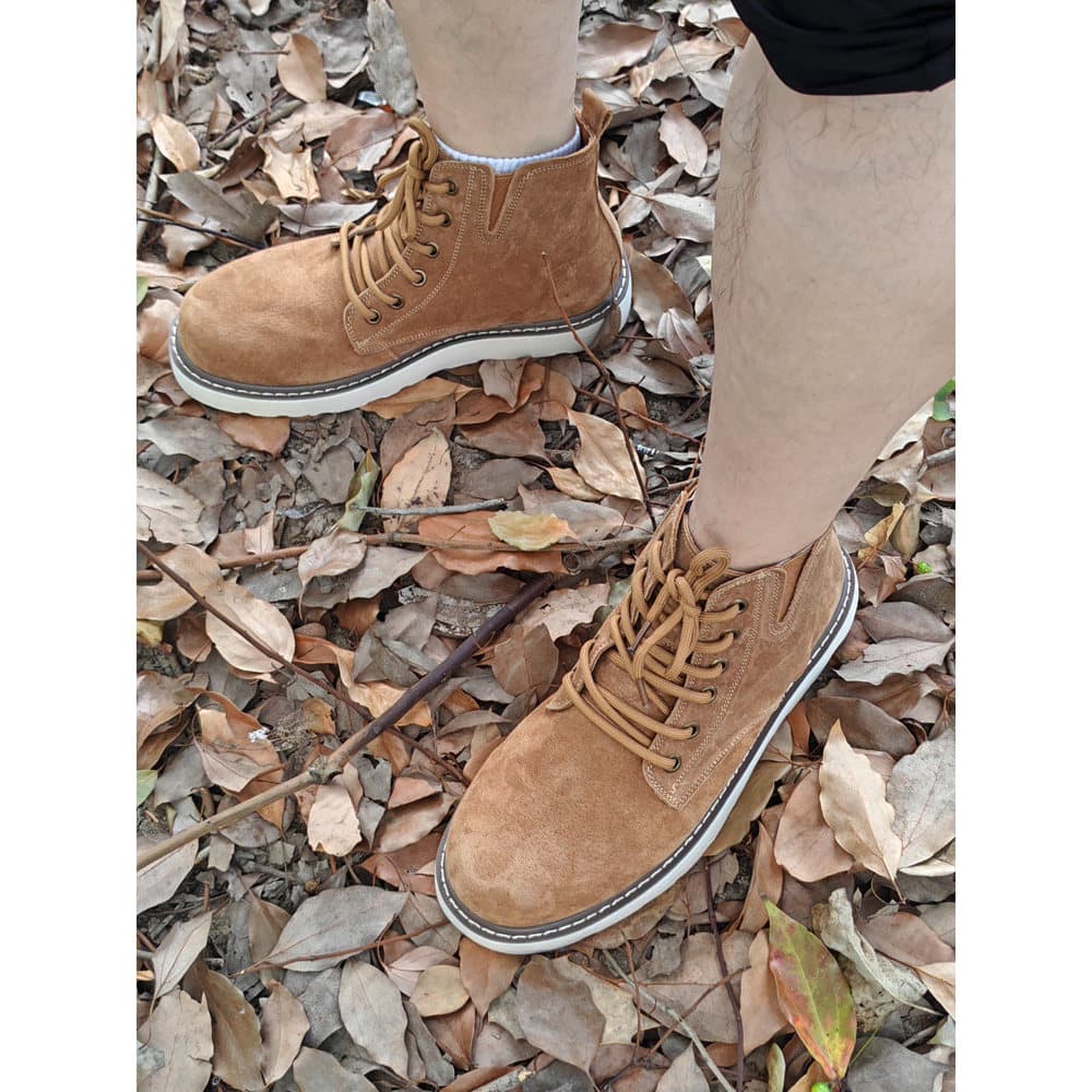 Botas masculinas da moda tamanho grande Martin botas masculinas 47 couro genuíno ruibarbo Zhongbang botas curtas 4