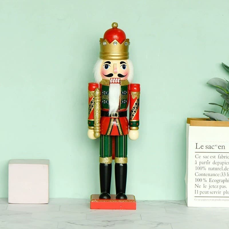 premium-36CM Rei Quebra-Nozes Decoração De Natal , Estilo Europeu Corpo Vermelho Pés Verdes Ornamento De Casa De Férias