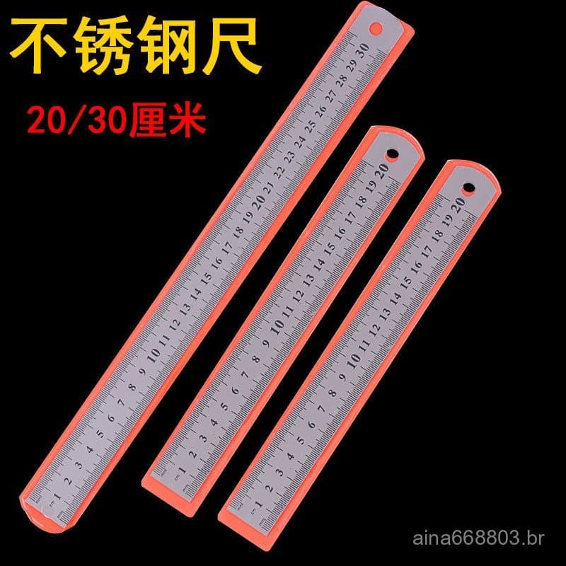 Régua de Aço Inoxidável 0,5mm de Espessura, Régua de Metal para Escritório, Ferramenta de Medição e Desenho, Régua Reta