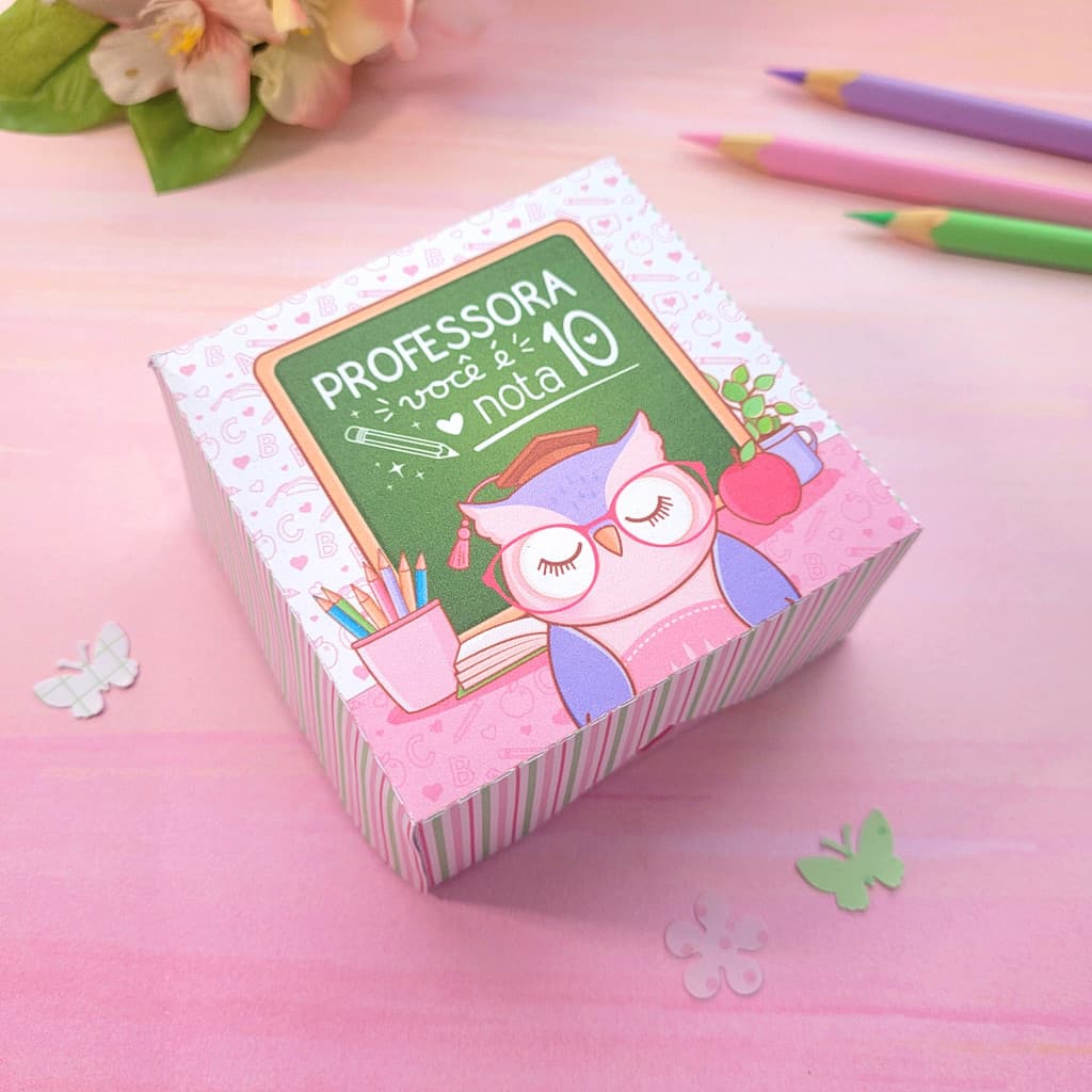 Kit 10/20/30 Caixinhas Dia dos Professores – Para 4 Docinhos ou Lembrancinhas (DESMONTADA) 002