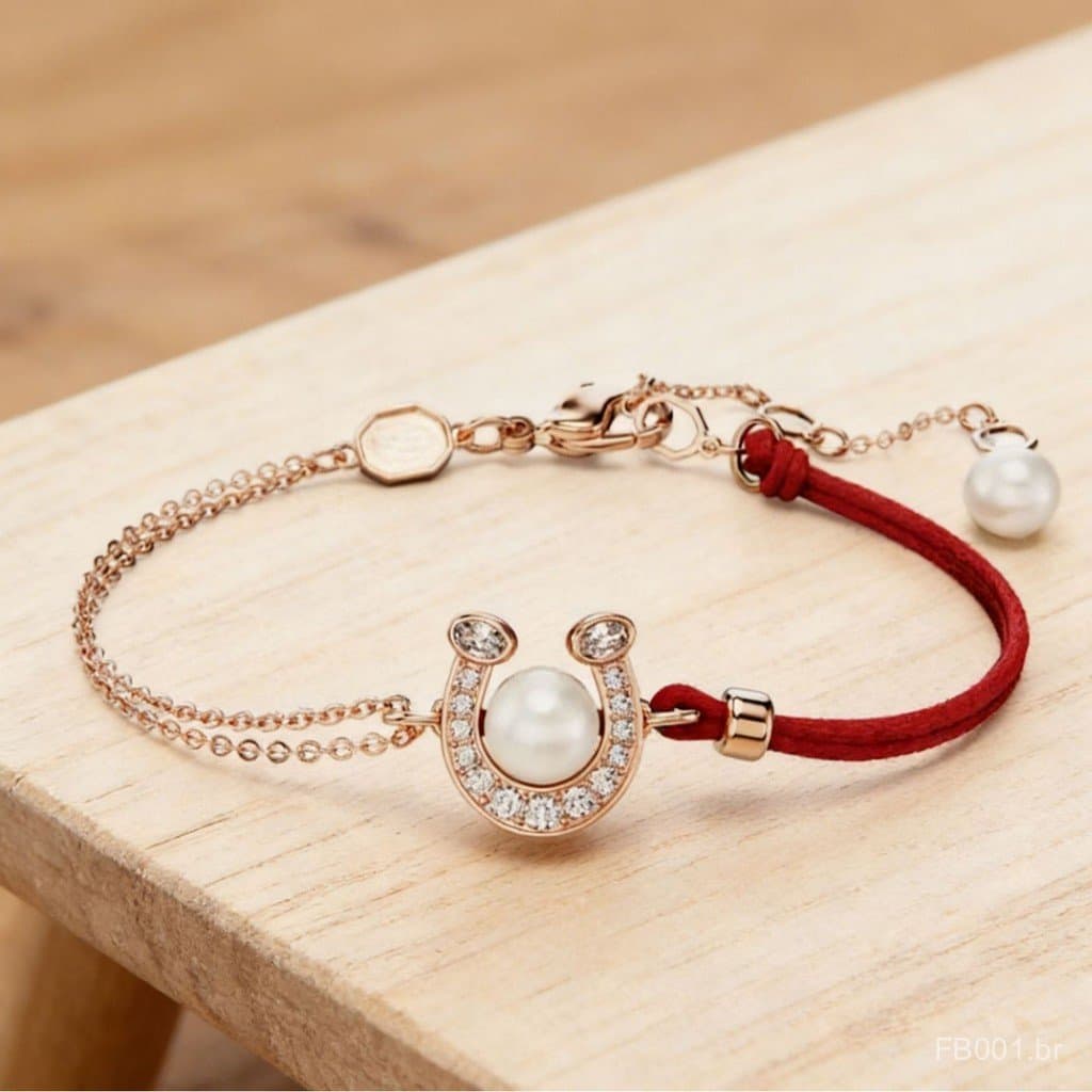 Pulseira de Fortuna Vermelha Exquisita para Mulheres Jovens, Corda de Zircônia em Forma de Ferradura do Zodíaco 2026, De