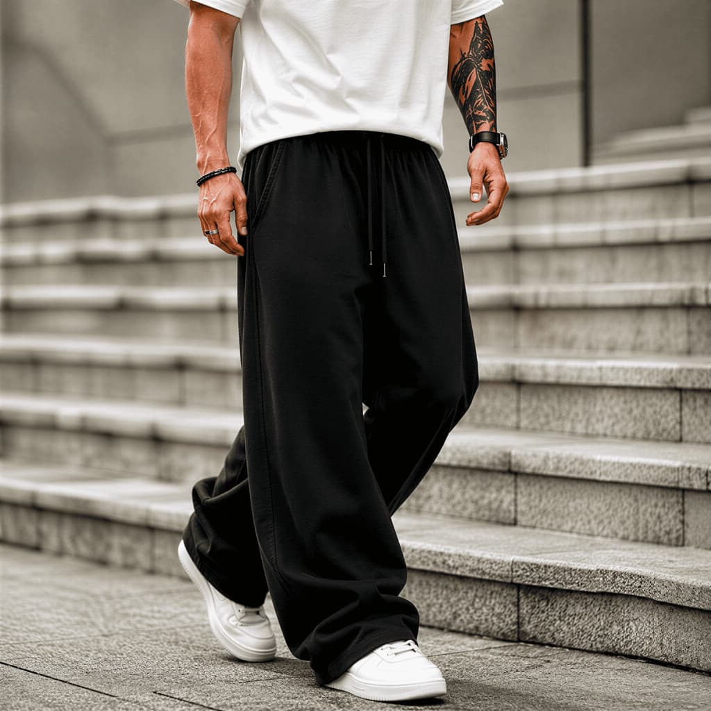 Calça Baggy Sarja Masculina Urbana Streetwear Premium 4 Bolsos Casual Confortável Skate Moda Estilo Praticidade Conforto