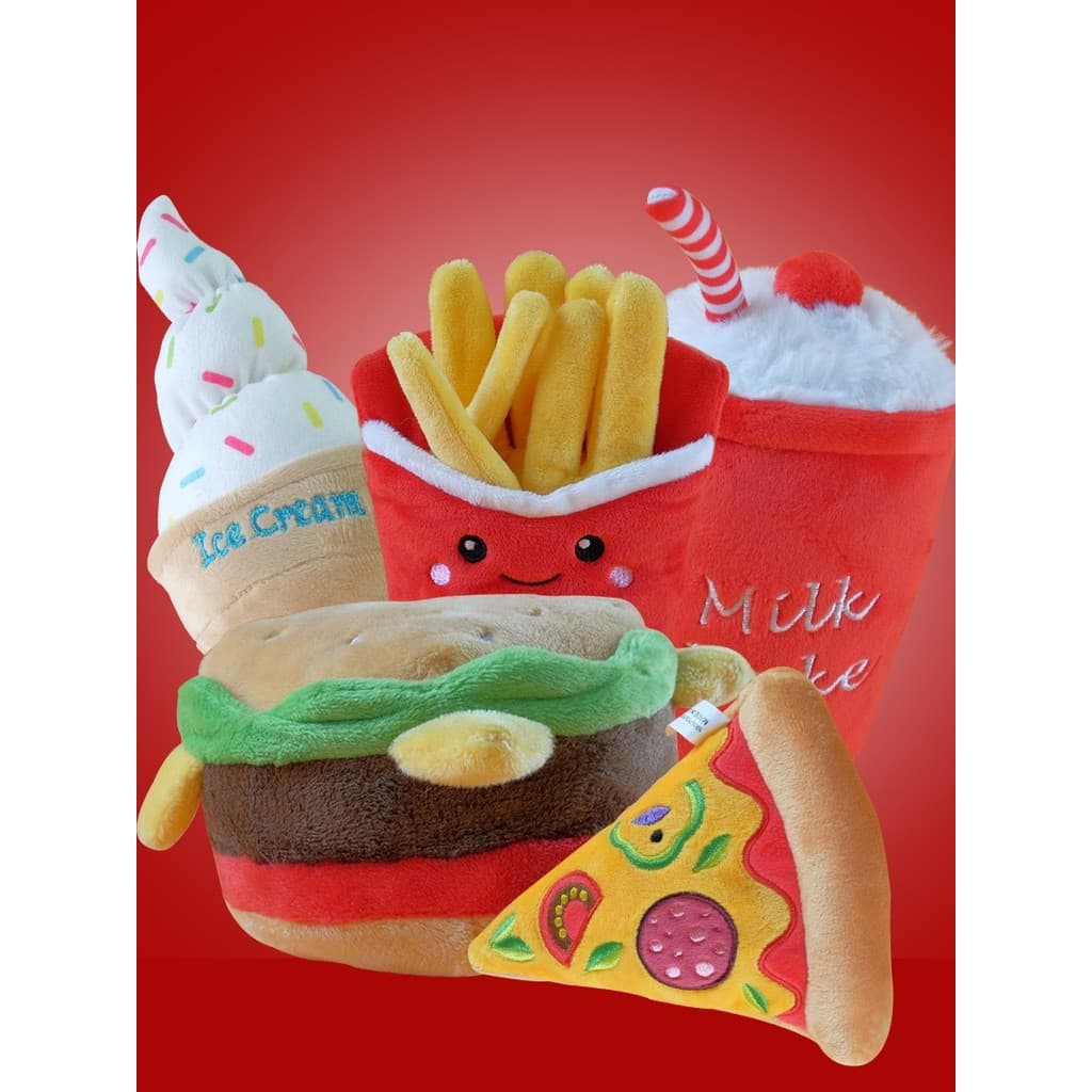 UFHome Pet Soando Brinquedo Hambúrguer Pizza Batatas Fritas Brinquedo para Cachorro de Pelúcia Brinquedo para Animais de
