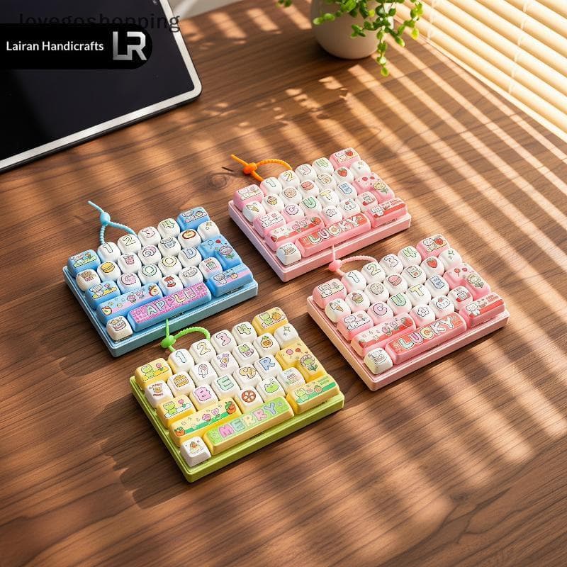 [lovego] 26 Grade Mini Teclado Fidget Toy Cliable Keycap Alívio Do Estresse Chaveiro Leve Brinquedo Sensorial Para Stoin