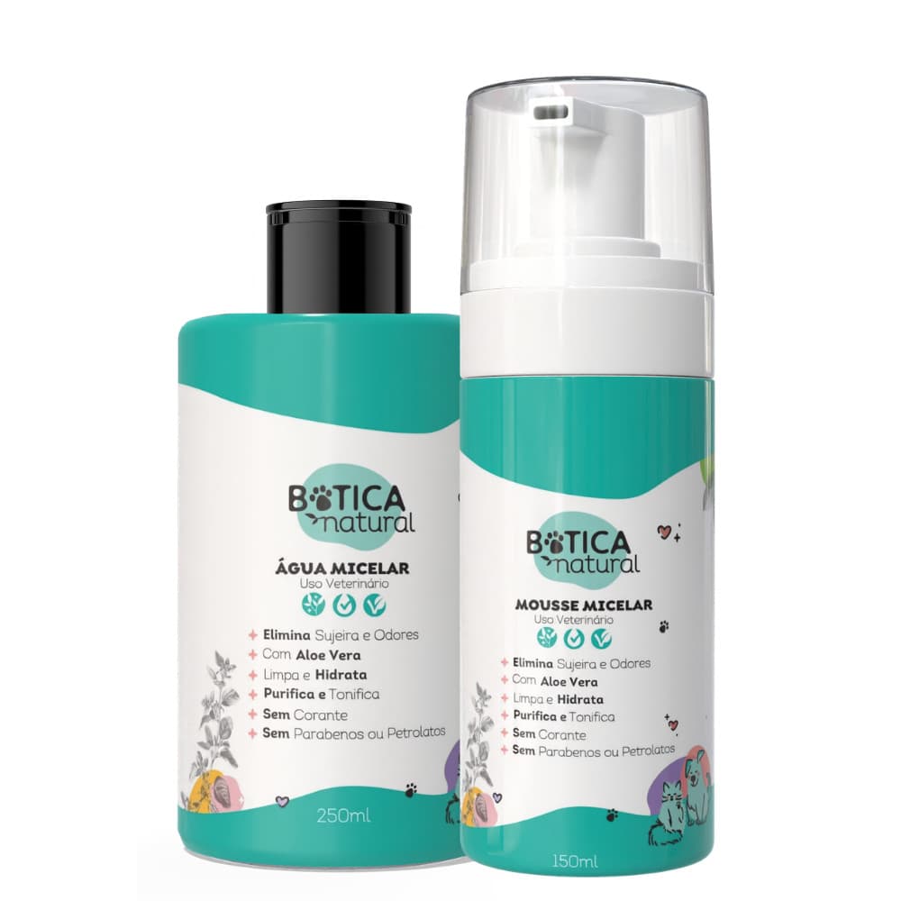 Combo Agua Micelar Para Cães e Gatos 250ml  - Botica Pet Natural