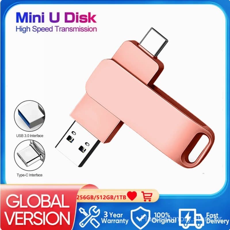 Pendrive USB Stick Key Flash Drives 512GB 1TB Metal TYPE-C Compatível Com iPhone15/16/17