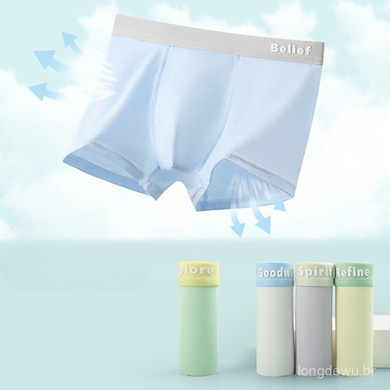 4 Pçs Meninos Boxer Shorts Cor Sólida Macio Respirável Crianças Algodão Roupa Interior Diário Escola Casa Wear Cuecas