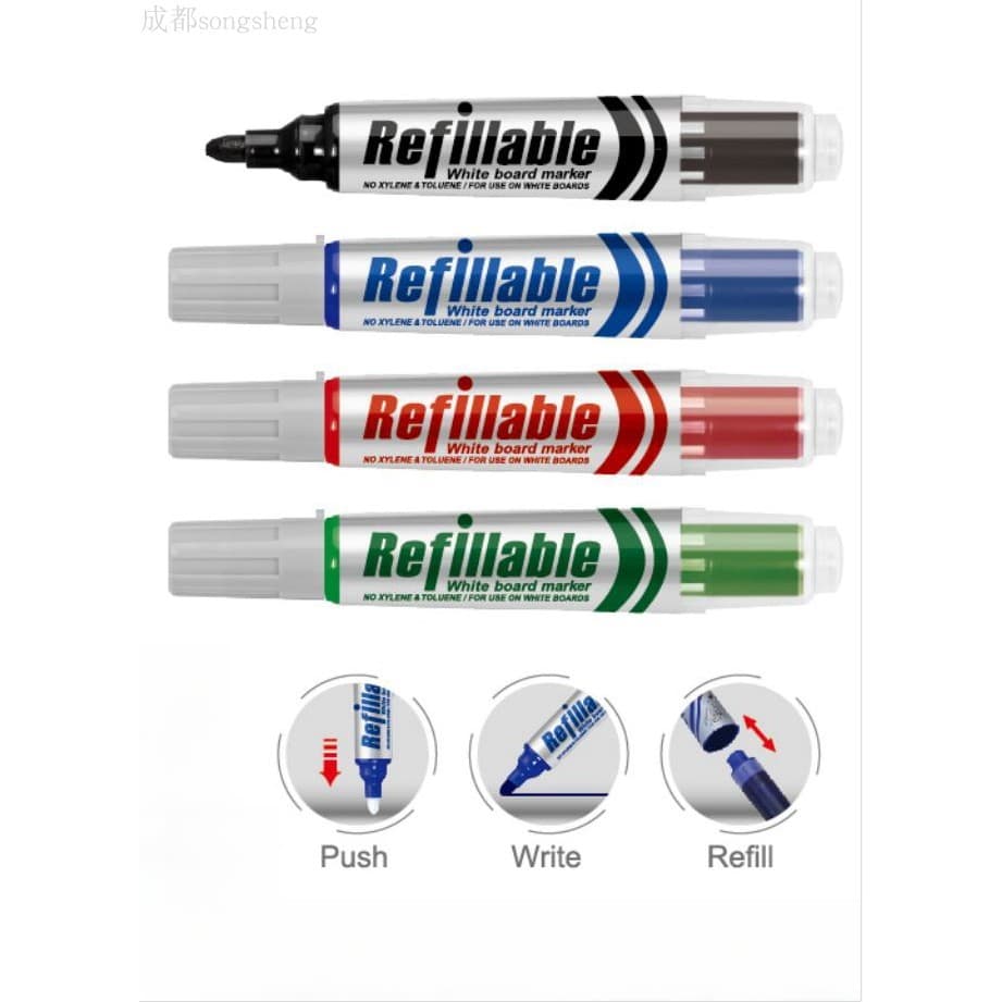 Caneta para quadro branco GXIN206 apagável pode adicionar recarga de tinta substituir saco de tinta ponta de caneta gros