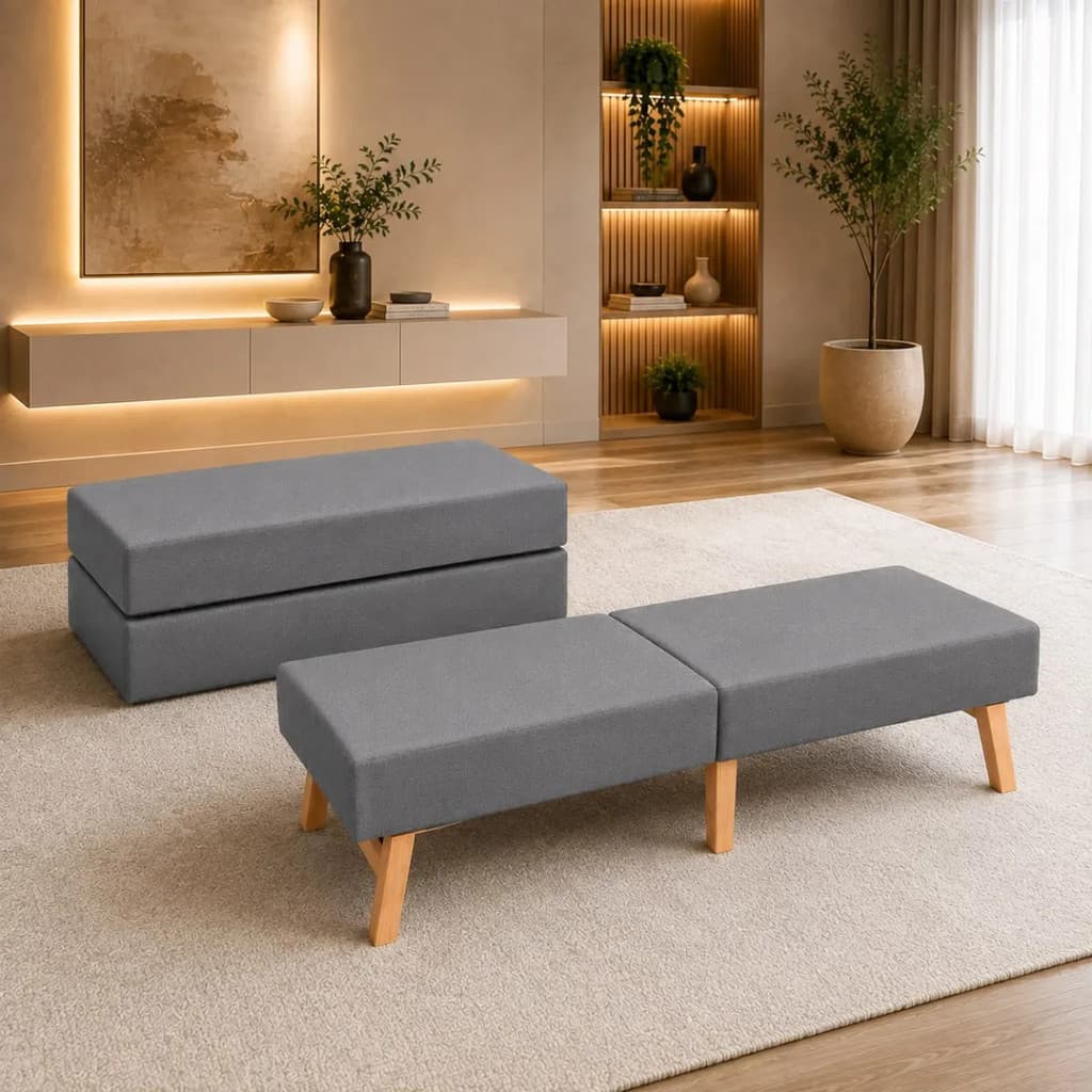 Cama Dobrável Portátil Solteiro 170x60 Suede Pés Madeira Organização 2 Em 1