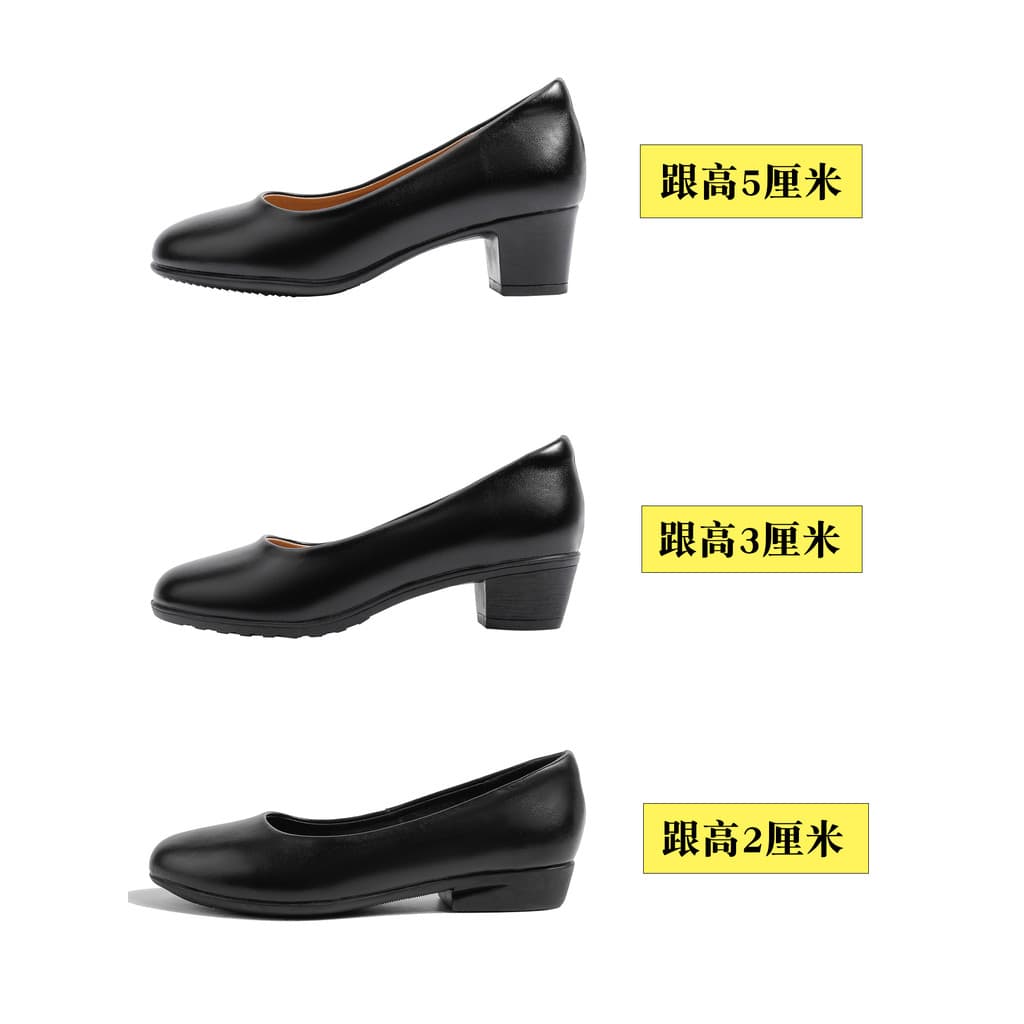Preto dedo do pé redondo sapatos de trabalho de couro genuíno de salto baixo sola plana profissional Commuter sapatos de