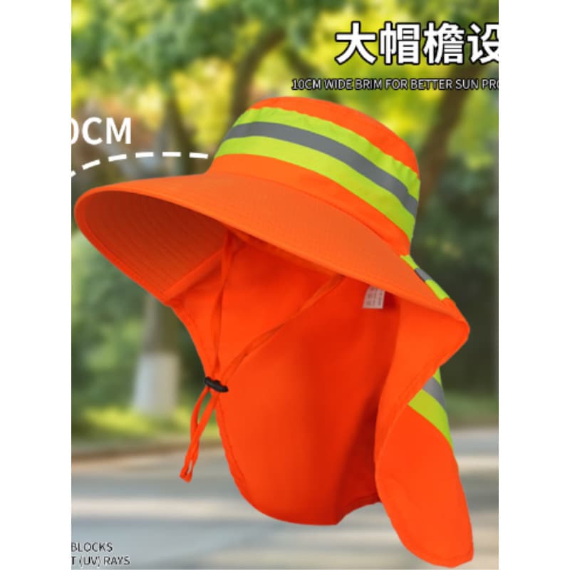 Chapéu fluorescente para trabalhador de saneamento, primavera verão, manutenção rodoviária, chapéu de sol, protetor sola