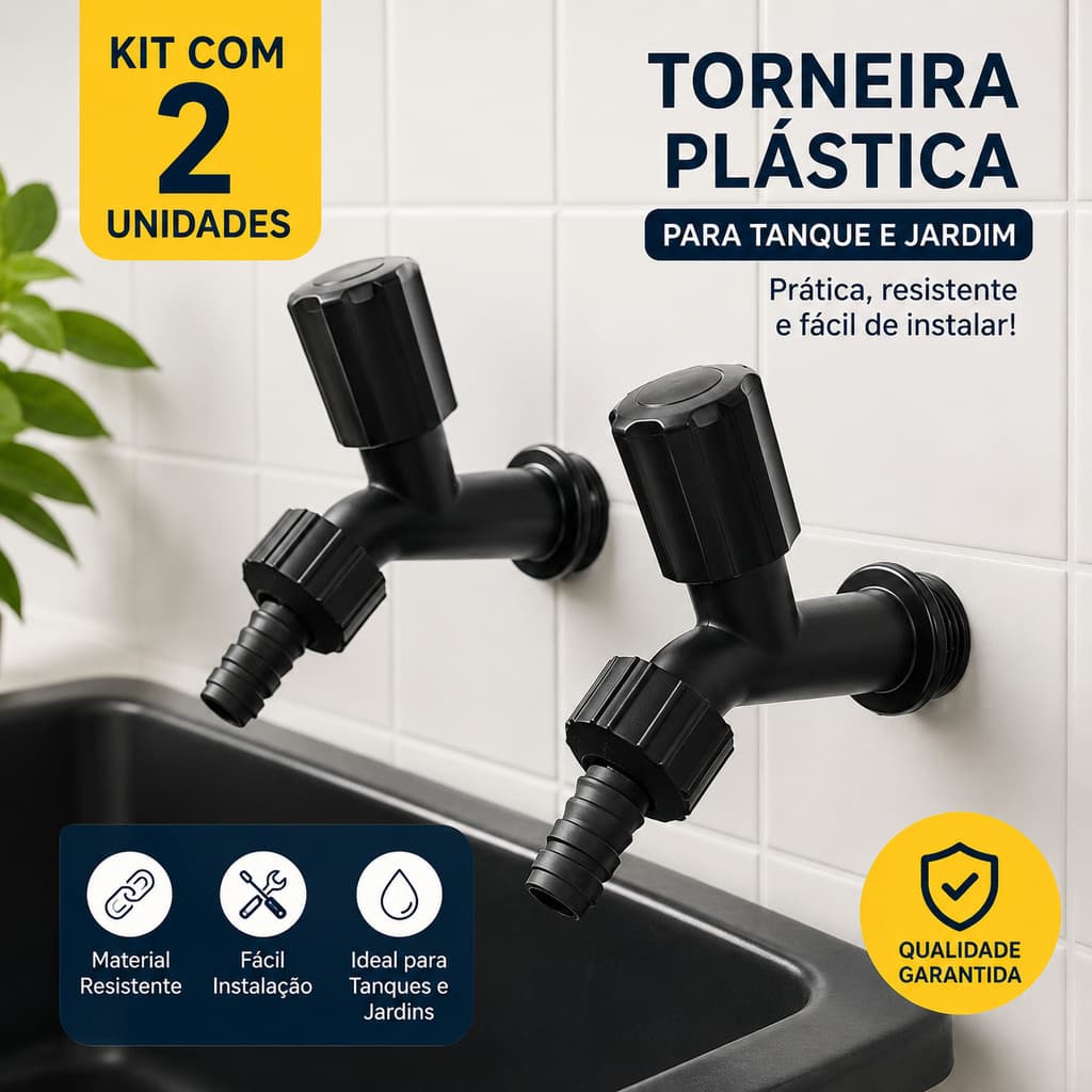 Torneiras para Jardim e Tanque | Torneira de Parede 1/2 Reforçada | Alta Resistência | Fácil Instalação