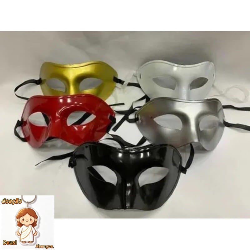 Kit com 7 Máscaras Venezianas Simples para Dança de Luxo, 5 Cores