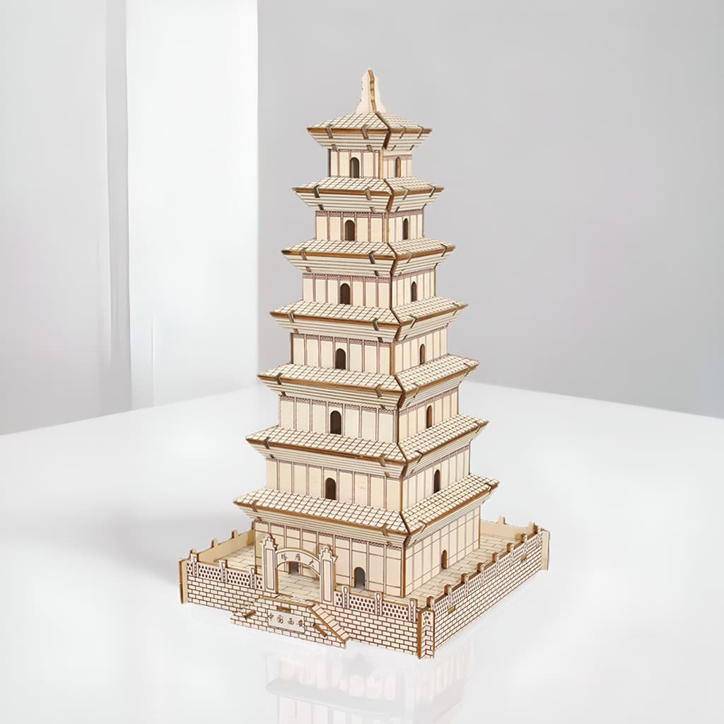 Dia torre de ganso arquitetura antiga chinesa artesanal modelo de montagem de inteligência 3DIY brinquedo de quebra-cabe
