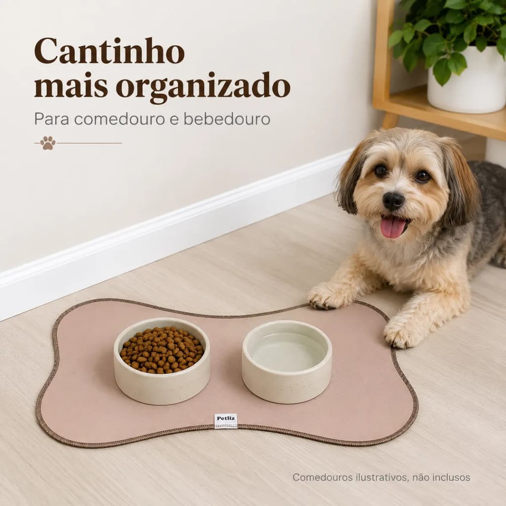 Tapete Tapetinho para Comedouro/Bebedouro Pet Jogo Americano Cachorro e Gato Corino 56x29cm Petliz