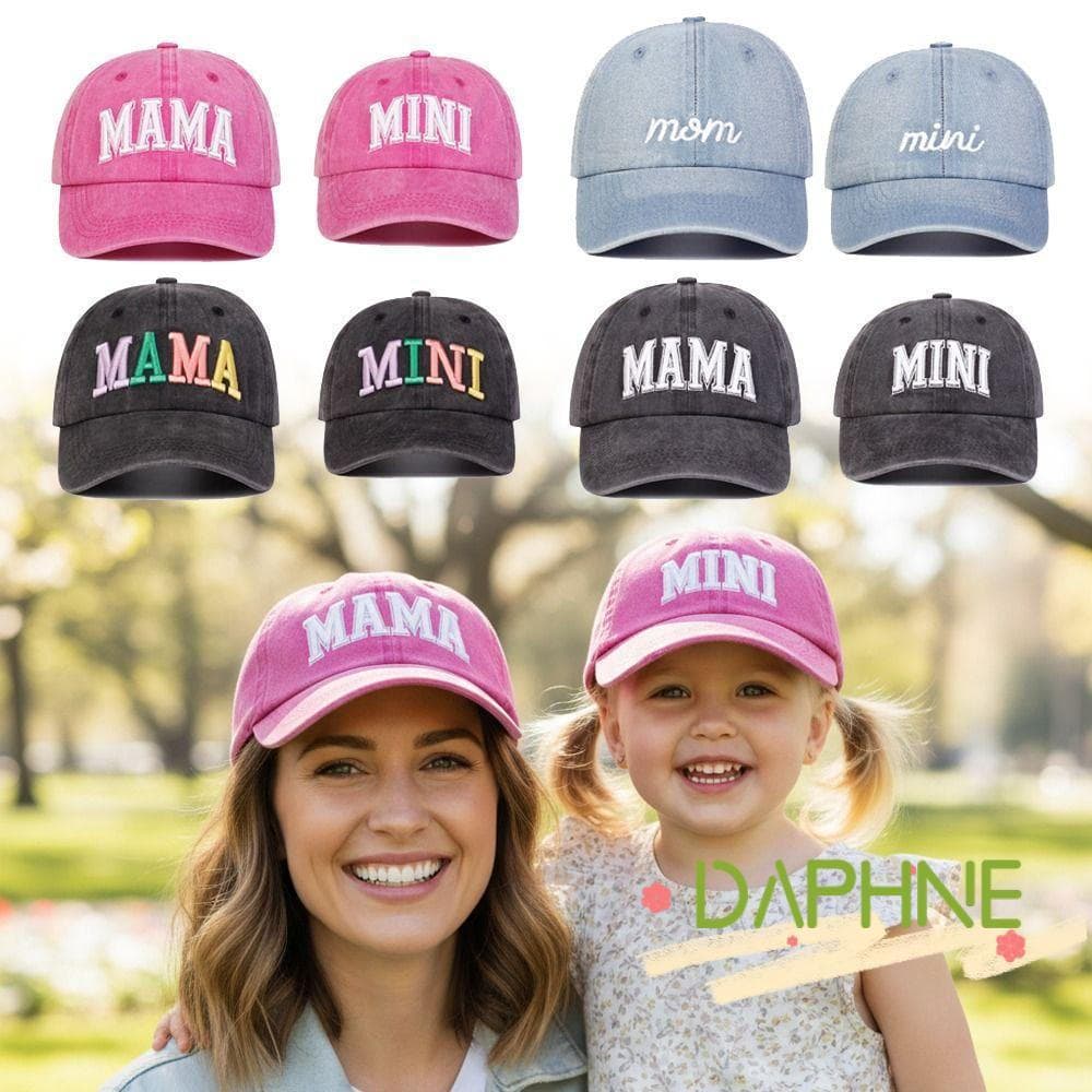 Chapéus De Beisebol DAPHNE Para Pais E Filhos , Bonés Bordados MAMA MINI Respiráveis Ajustáveis , Algodão Lavado