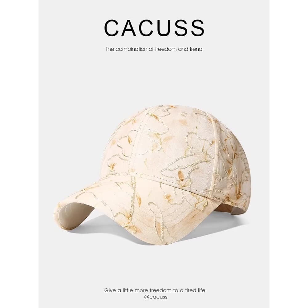 CACUSS Chapéu de beisebol feminino verão Floral renda bordada gaze guarda-sol protetor solar boné temperamento elegante