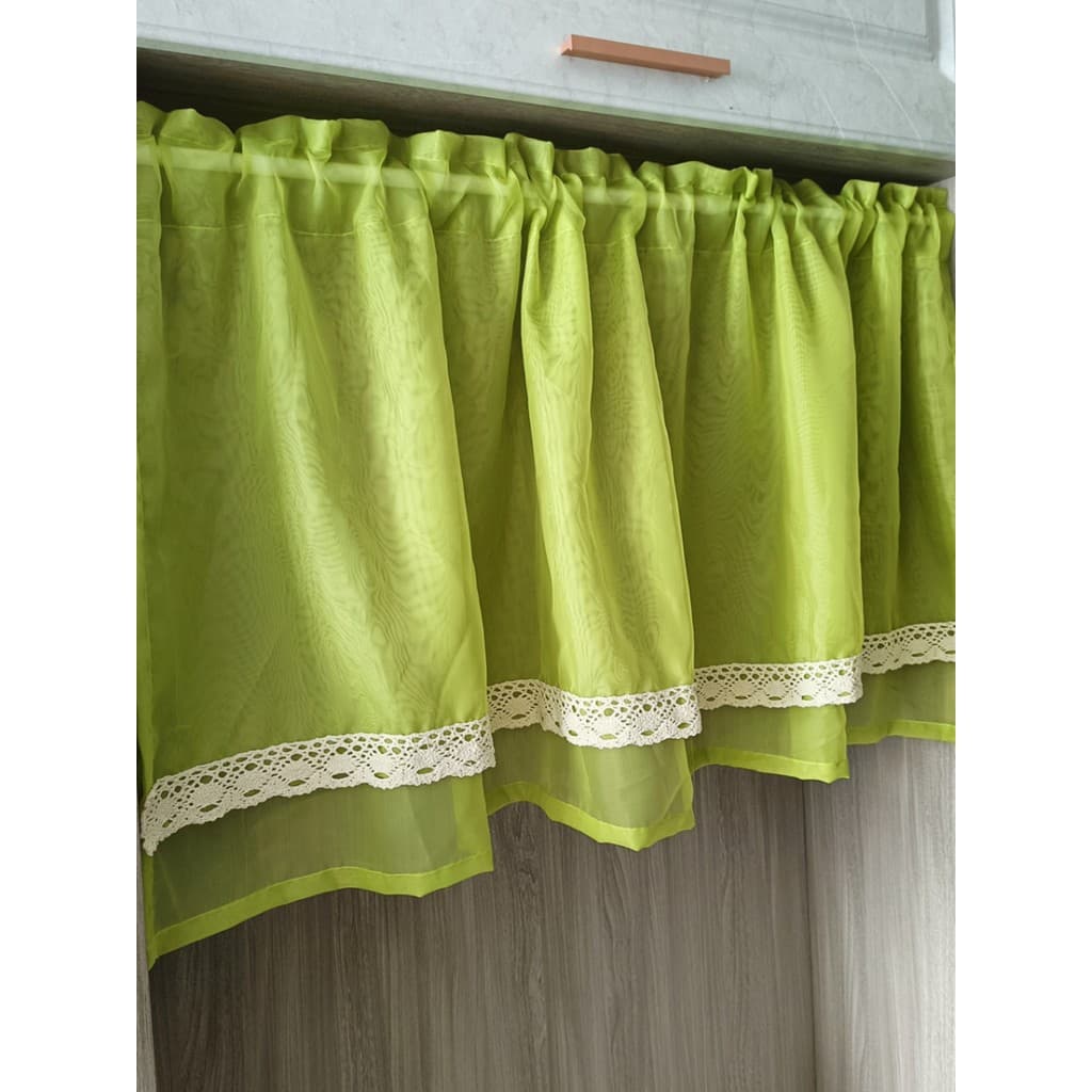 Cortina de meia cortina para quarto Cortina de bloqueio de armário Cortina de porta de cozinha Cortina de gaze verde de