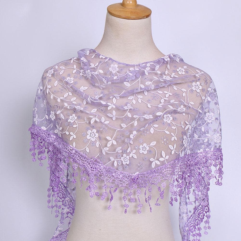 Senhora Triângulo Xale Envoltório Moda Elegante Oco Borla Cachecol Leve P1g9