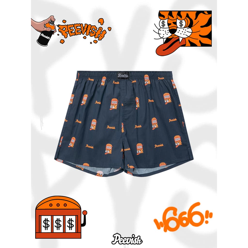 PEEVISH PEEVISH Calças de seta de algodão puro Roupa íntima solta Homens Mulheres Casais Casa Calças de pijama curtas Ca