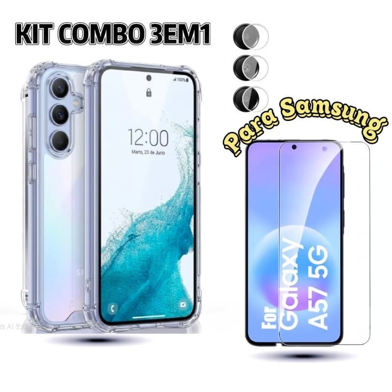 KIT Para A57 A37 A27 A17 A07 A56 A36 A16 A06 Capa Capinha e Pelicula de vidro HD e Pelicula Câmera