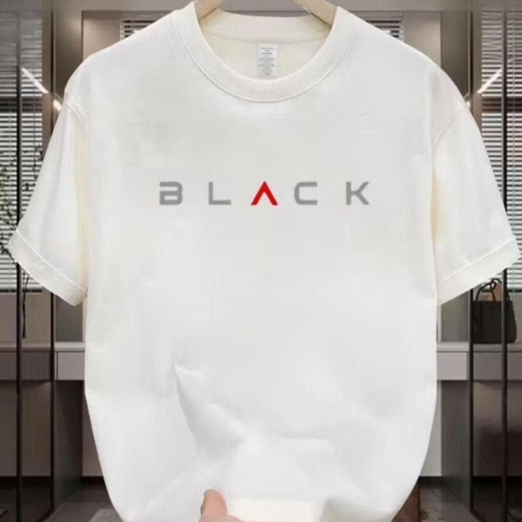 Camiseta Básica Casual de Gola Redonda Masculina, Estampada Black - Top Casual Elástico, Tecido Premium, Malha de Algodã