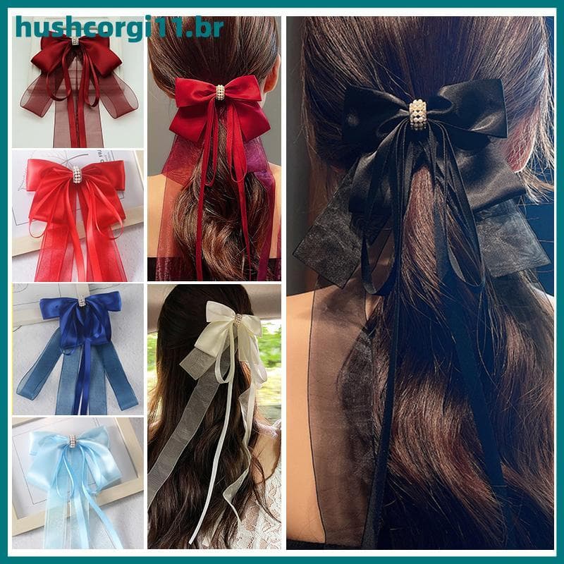 Grampo De Cabelo HUSH Doce Grande Com Laço Para Mulheres E Meninas , Lolita Fita Longa Sólida Fofa BR