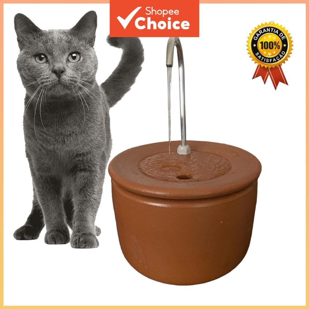 Fonte de água cerâmica para gatos de 2,5 litros em linha reta