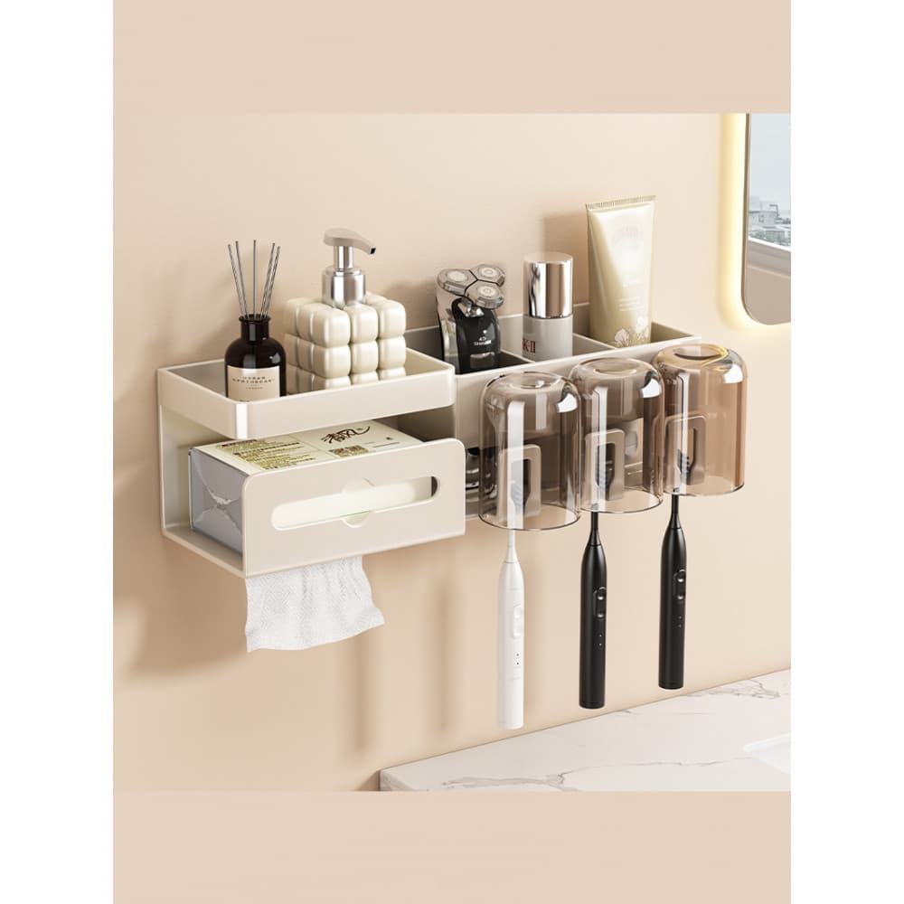 Ventosa rack de escova de dentes sem perfuração toalete fixado na parede pasta de dentes toalete rack de armazenamento d