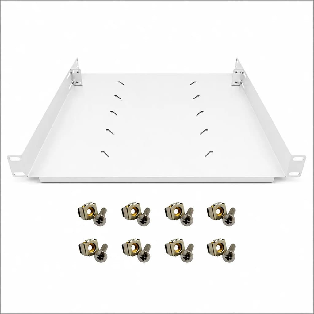 Bandeja Fixa P/ Rack Padrão 19'' 1ux300mm Preta Max Eletron Branco