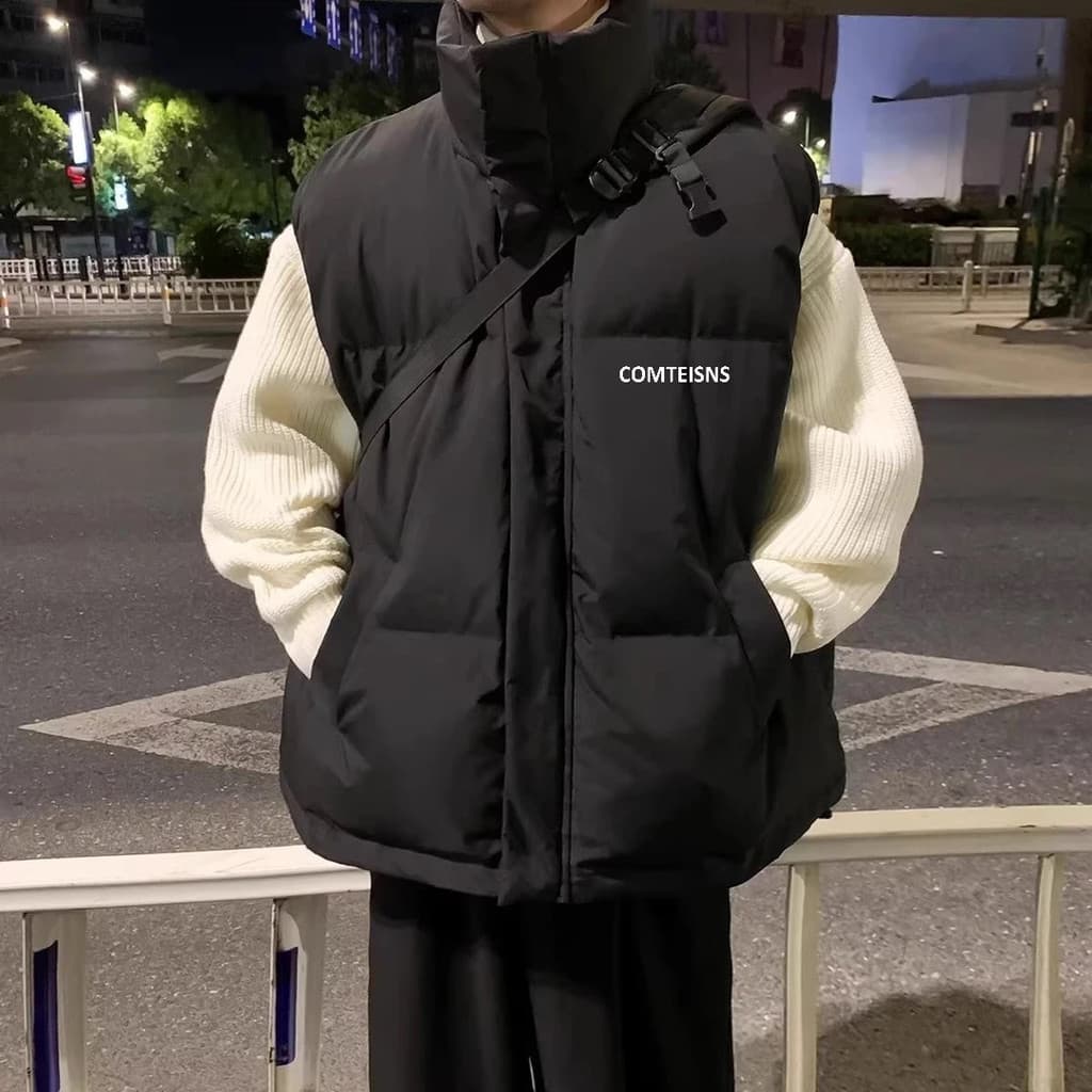 Gola de algodão colete masculino jaqueta de inverno bonito colete Casual velo quente colete masculino