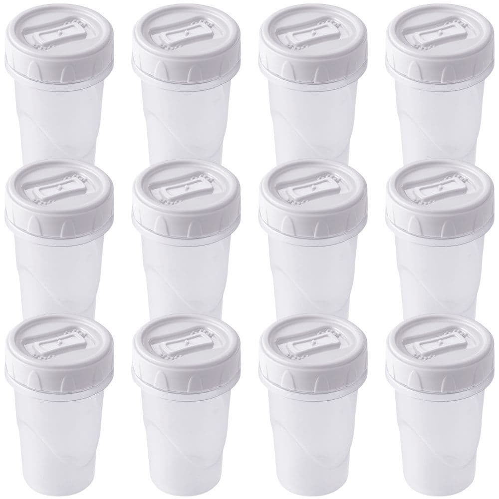 Pote de plástico Clic rosca porta temperos 90ml branco com 12 unidades Plasutil ref. 4650