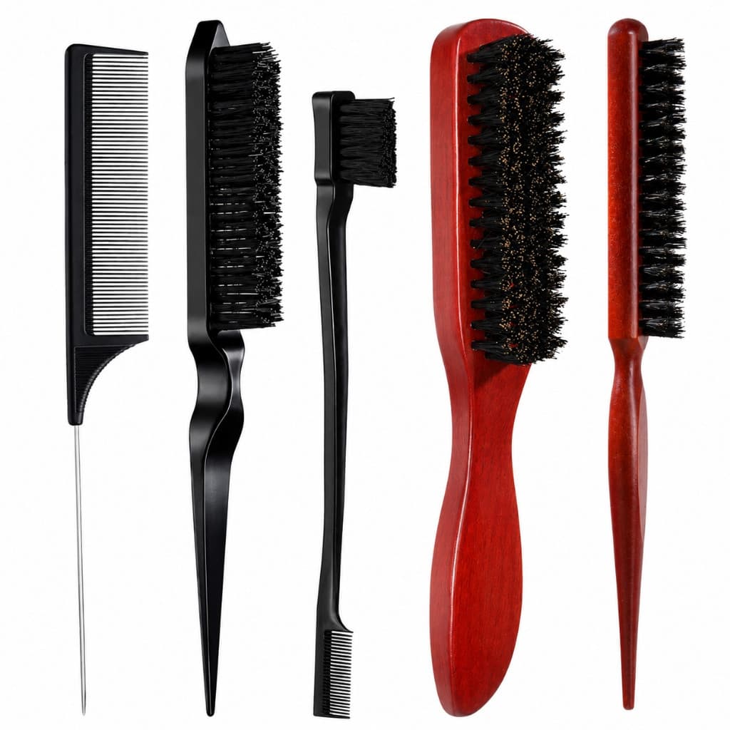 Kit 5 Peças Escova e Pente de Cabelo Conjunto Unissex para Pentear Desembaraçar e Modelar