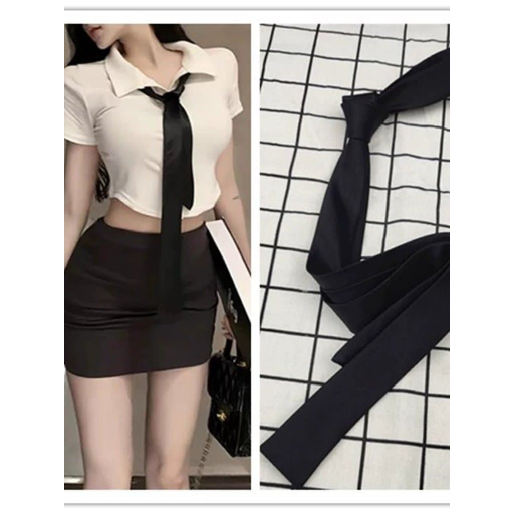 Gravata pequena feminina gravata fina camisa preta masculina decoração gravata outono inverno JK uniforme de decoração f
